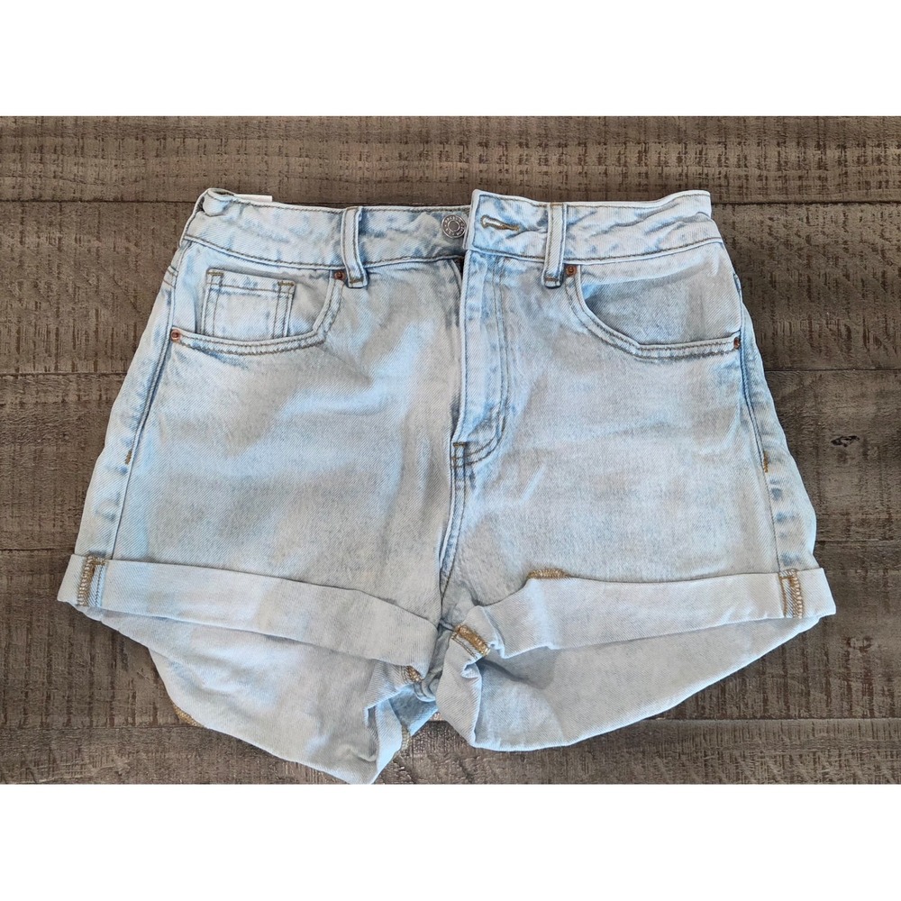 PacSun Womens Stretch Mom Denim Shorts Light Blue Wash High Rise Size 27